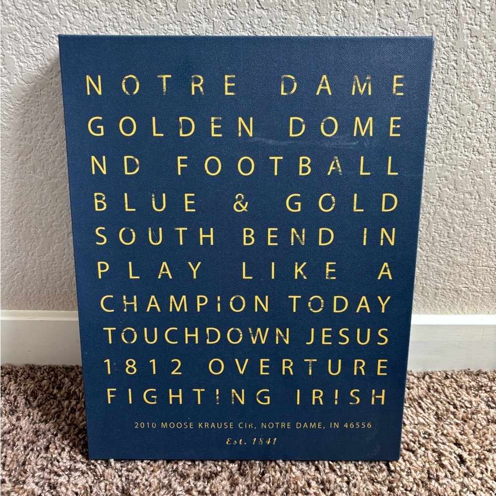 Notre Dame Blue & Gold Inspirational Wall Art